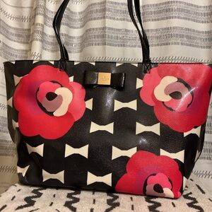Kate Spade Black and Pink Floral Tote